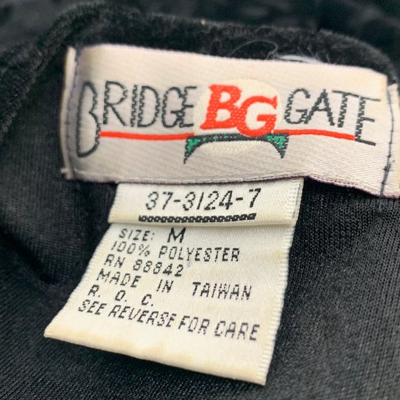 Vintage‎ Bridge BG Gate Black Satin Over Sized Blouse Long Sleeve Medium Floral - Picture 5 of 12